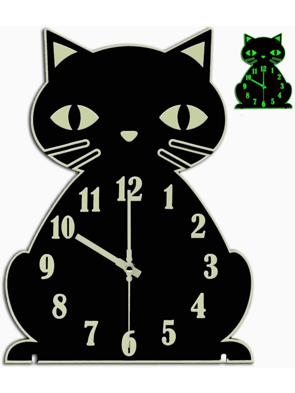 Glow in the Dark Cat Wall Clock - Silent Luminous Decor for Bedroom & Living